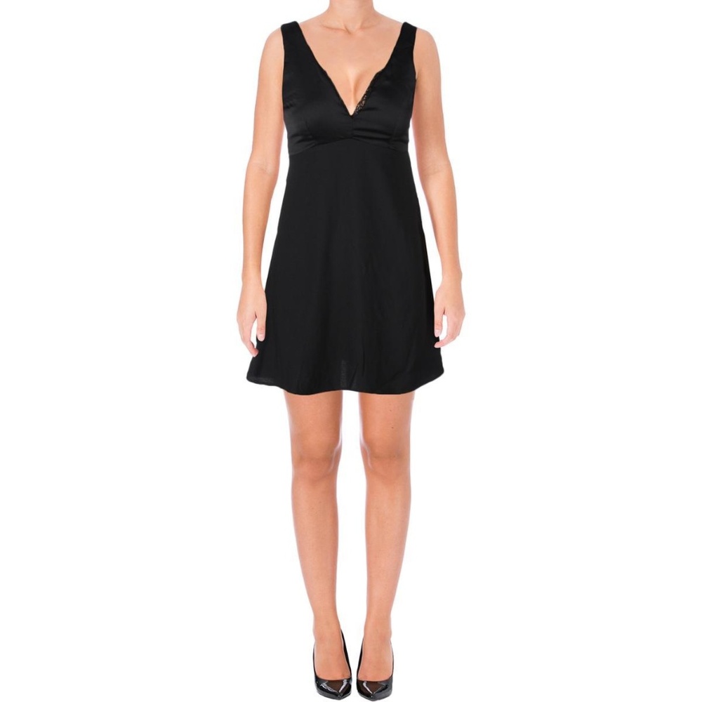 NWT Aqua Black Satin Party Dress